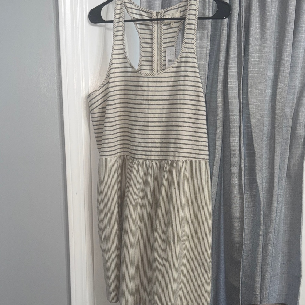 Lou & Grey Cream and Black Striped Racerback Dress